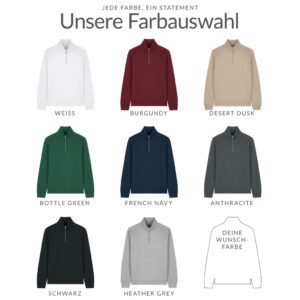 Unisex Quarter-Zip-Sweatshirt – BASIC - Normale Passform - Farbauswahl