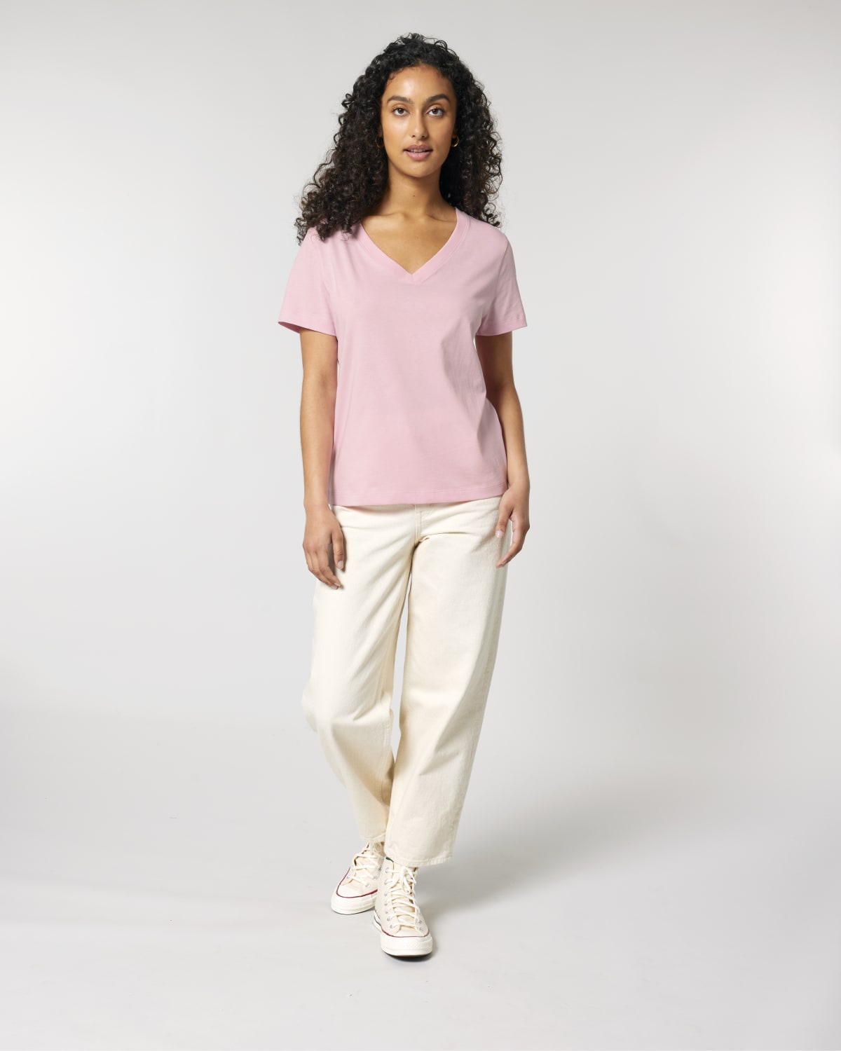 Damen-T-Shirt-V-Neck-BASIC-Normale Passform-Detail