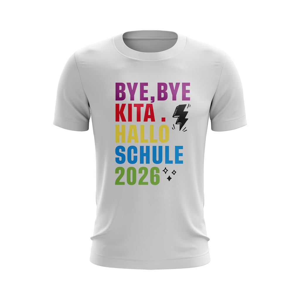 Kinder T-Shirt – Kita-Abschied – Bye, Bye KITA. Hallo Schule