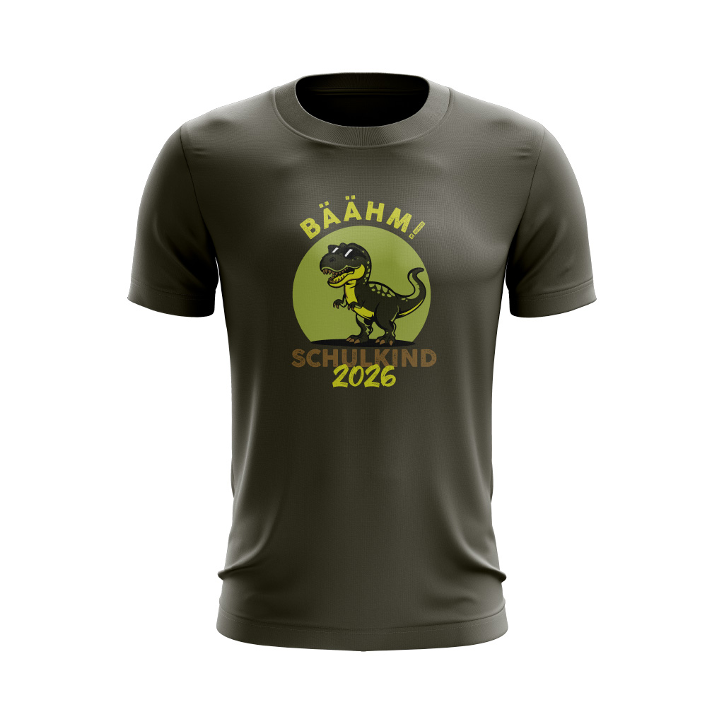 Kinder T-Shirt – Schulkind 2026 – BÄÄHM! Dino Power – Step by stepin die Schule